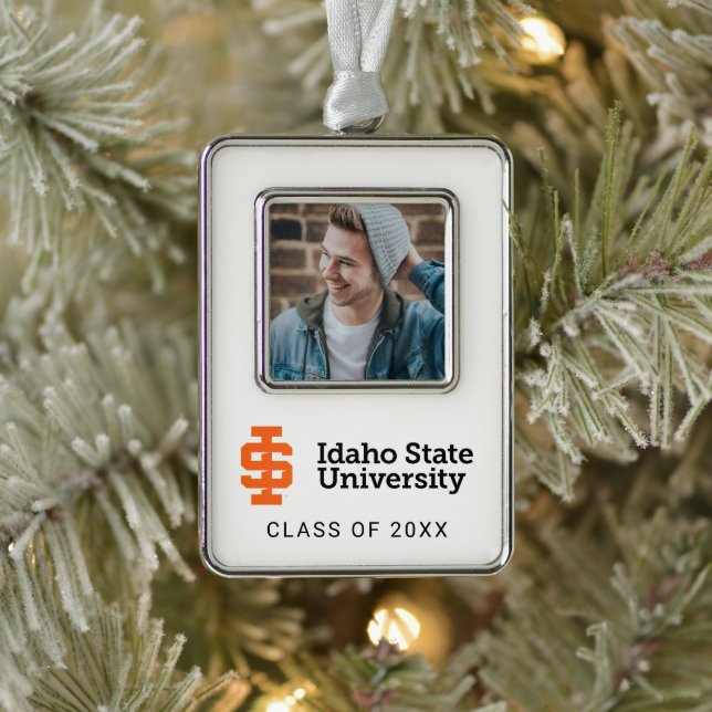Idaho Staat University Offizielles Logo-Design Rahmen-Ornament Silber (Baum)