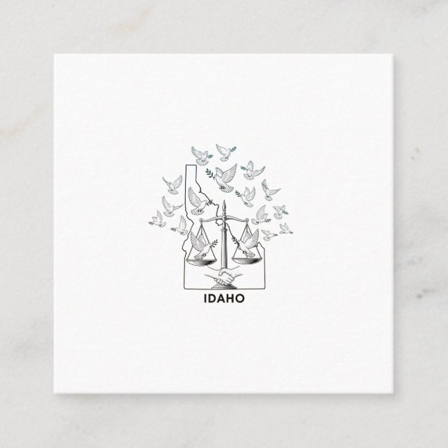 Idaho State Map with Justice Scales and Peace Dove Terminkarte (Vorderseite)
