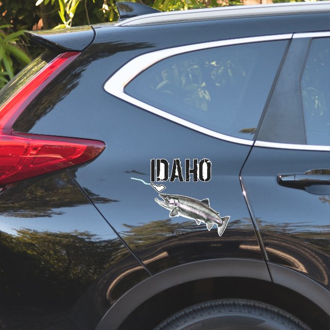 IDAHO STEELHEAD - HIER FISCHFISCHE - STREKENDE IDA AUFKLEBER (Auto Seite)