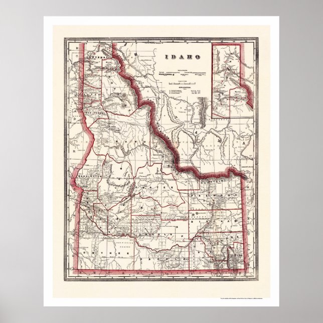 Idaho Township & Railroad Karte 1896 Poster (Vorne)