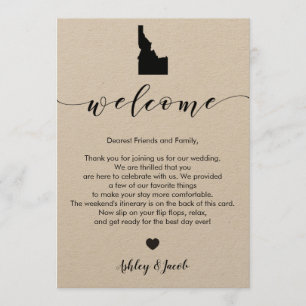 Idaho Wedding Welcome Letter & Itinerary Card Programm