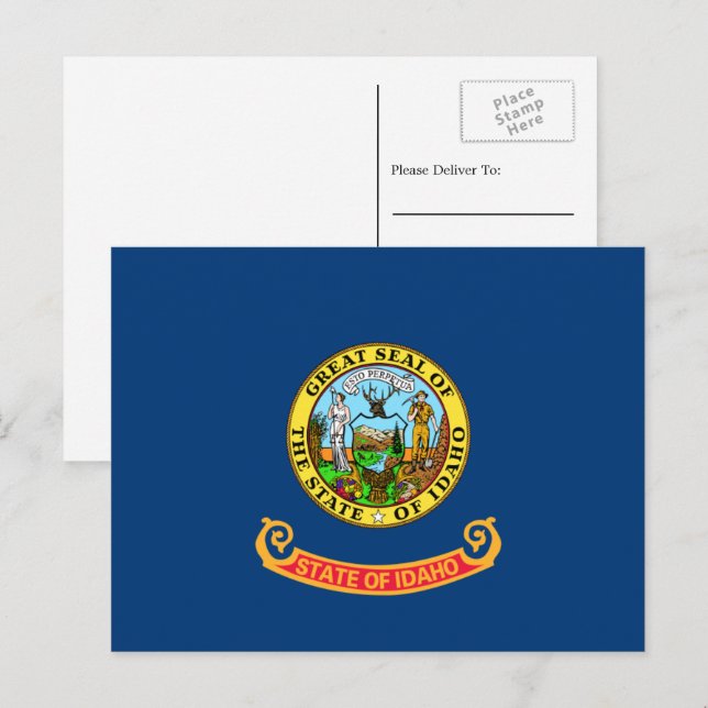 Idahoan-Flagge, Flagge von Idaho Postkarte (Vorne/Hinten)
