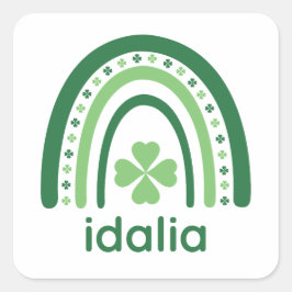 Idalia Name Clover Boho Rainbow Quadratischer Aufkleber