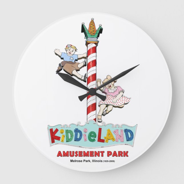 iddieland Melrose Park, IL, Pole-Zeichen Große Wanduhr (Vorderseite)