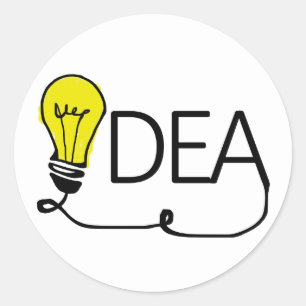 Idea Glühbirne, Glühbirne Runder Aufkleber