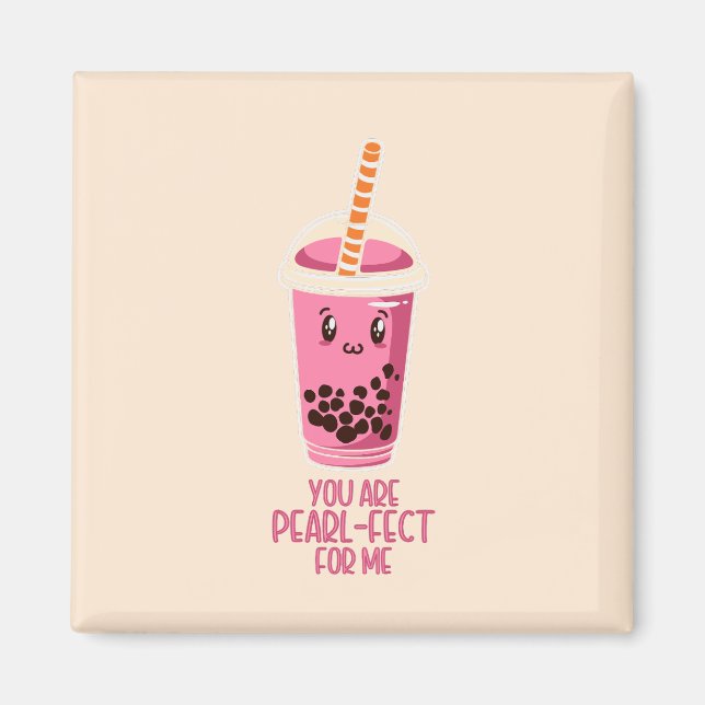 Ideal für mich boba Perltee kawaii pink Magnet (Vorne)