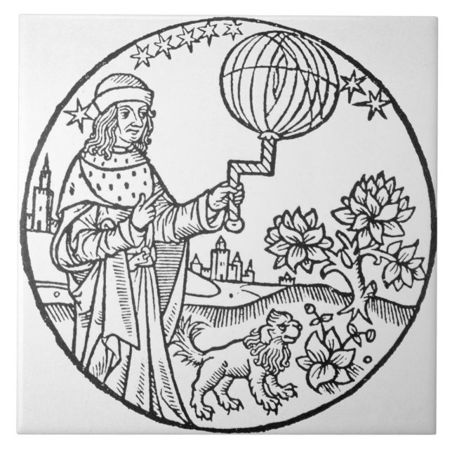 Ideales Porträt von Aristoteles (384-322 BC), Fliese (Vorderseite)