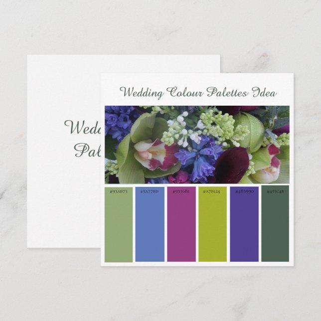 Idée de Cartes de Palettes de Couleurs de Mariage (Devant / Derrière)