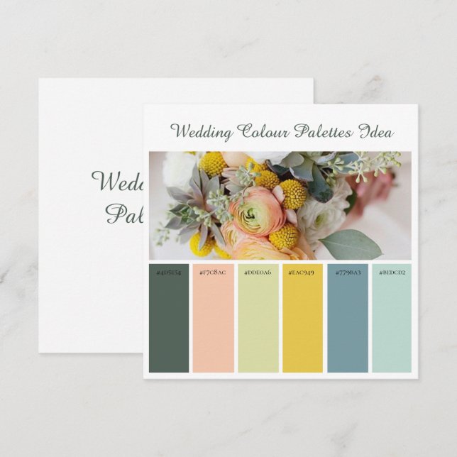 Idée de Cartes de Palettes de Couleurs de Mariage (Devant / Derrière)