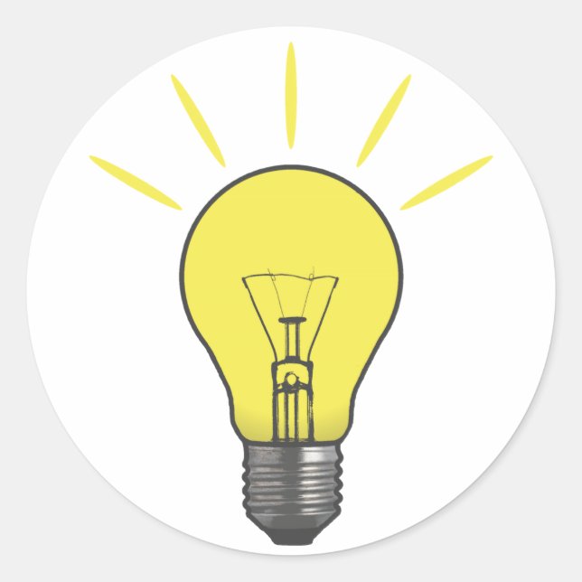 Ideen-Glühlampe Runder Aufkleber (Vorderseite)