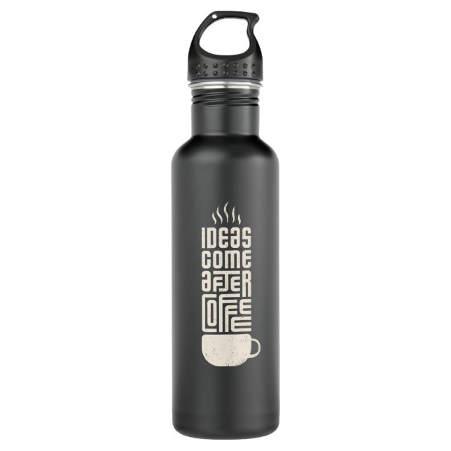 Ideen kommen nach dem Kaffee Edelstahlflasche (Vorderseite)
