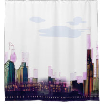 Idées de rideau de douche - City Skyline Design