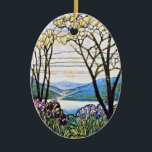 Idellic LandschaftsTiffany-Buntglas Keramikornament<br><div class="desc">Eine Wiedergabe des Kunst nouveau Tiffany-Buntglasfensters stellte die Schönheit u. die Ruhe der Natur dar.</div>
