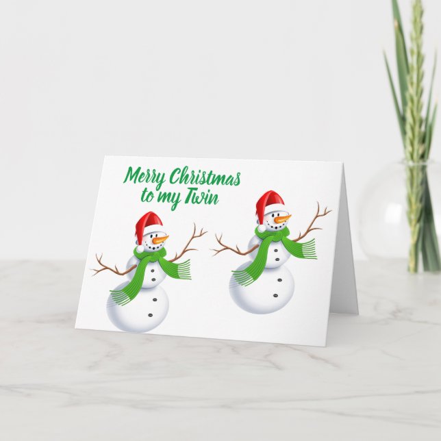 IDENTICAL SNOWMEN WISHEN FOR CHRISTMAS TWIN KARTE (Vorderseite)