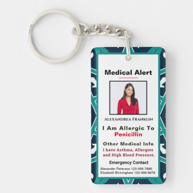 Identifiant d'alerte d'urgence pour les allergies  (Devant)