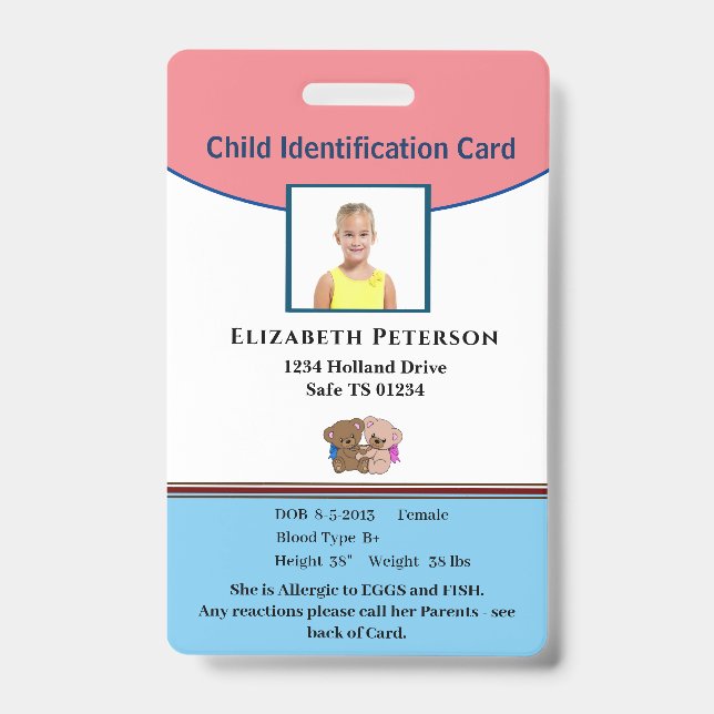 Identifikation von Kindermädchen Ausweis (Front)