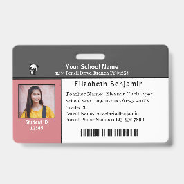 Identifizierungskarte Bar Code Studentenschule Ausweis