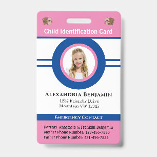 Identifizierungskarte Boy Girl Child Foto Custom Ausweis