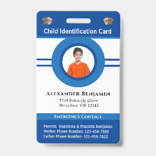 Identifizierungskarte Boy Girl Child Foto Custom Ausweis