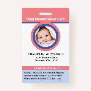 Identifizierungskarte für das Kind-Jungen-Mädche Ausweis