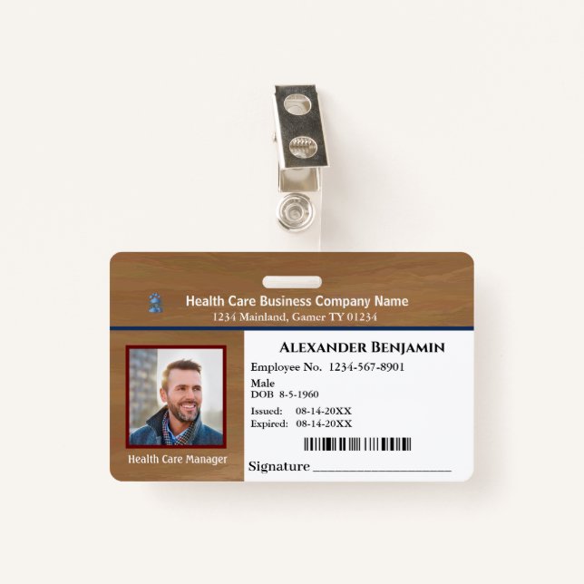 Identifizierungskarte für den Mitarbeiter Ausweis (Vorderseite mit Klammer)