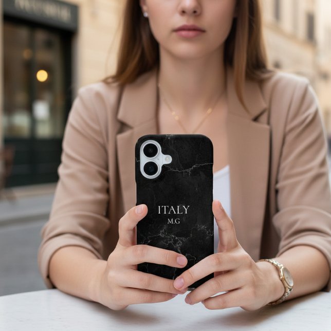 Identity Tech Black Marble Phone Case Custom iPhone 16 Hülle (Von Creator hochgeladen)