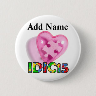 IDIC15 Button Pink Heart Puzzle Anpassen