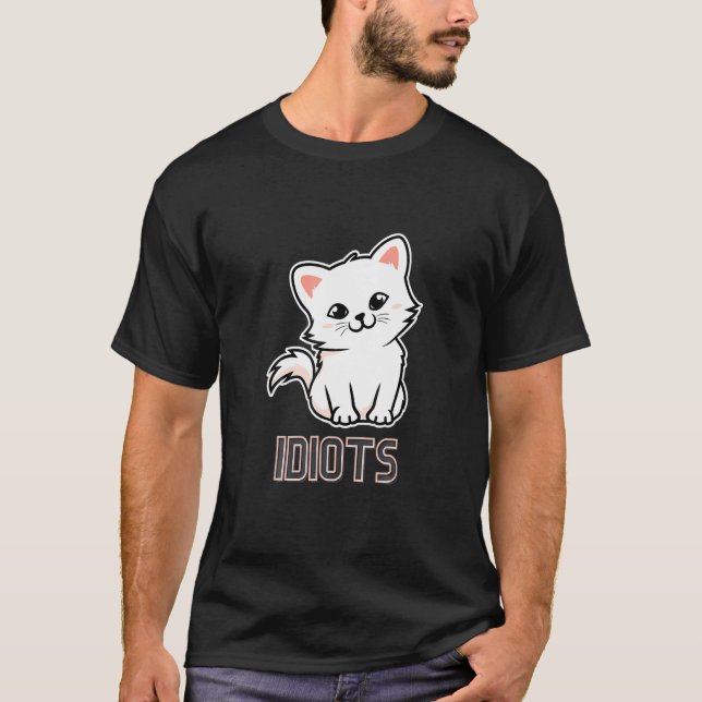 Idiots Meme  Retro Style Vintage Cats T-Shirt (Vorderseite)