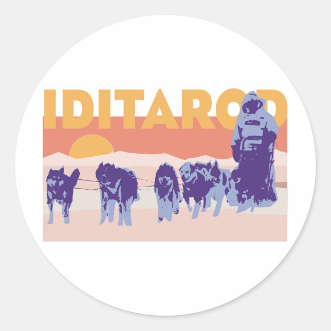 Iditarod Race Runder Aufkleber (Vorderseite)