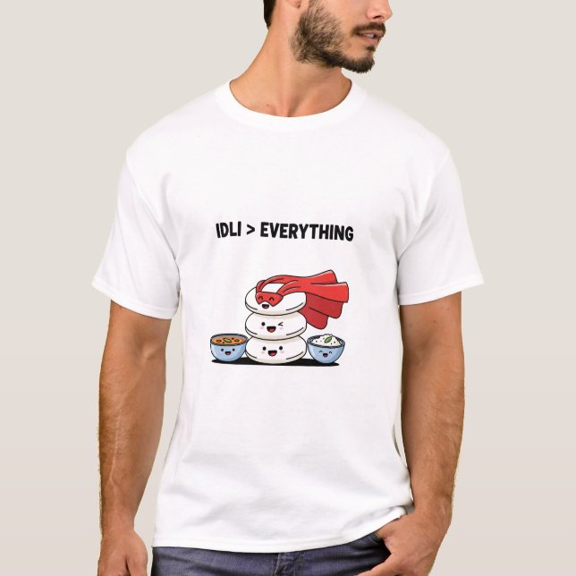 Idli ist mein Superheld | Funny South Indian Feins T-Shirt (Vorderseite)