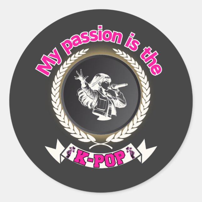 Idol Singing Passion KPop Music Fan Art Design Runder Aufkleber (Vorderseite)