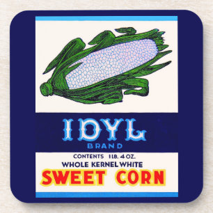 Idyl Sweet Corn-Etikett der 1930er Jahre Getränkeuntersetzer