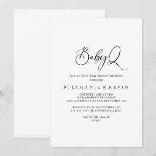 Idyllic Calligraphy BabyQ Baby Shower Barbecue Einladung