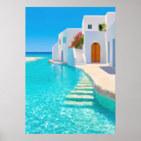 Idyllische griechische Insel-Villa mit türkisem Wa