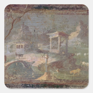 Idyllische Landschaft, aus Herculaneum, Quadratischer Aufkleber