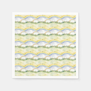Idyllische Landschaft mit Bäumen, Büschen, Blume Serviette