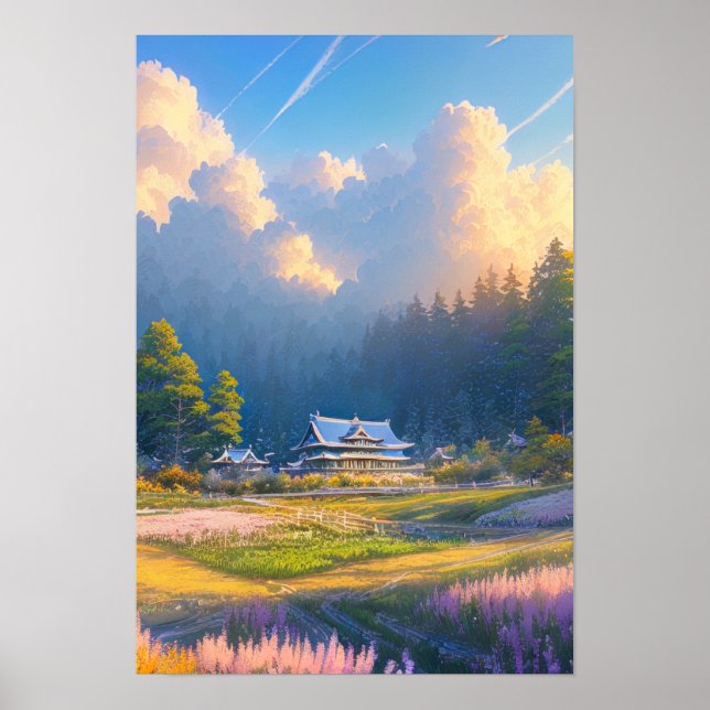 Idyllisches Dorf inmitten majestätischer Natur Poster (Vorne)