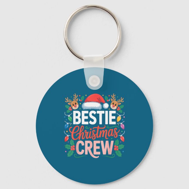 Ie Christmas Crew Santa Hat Holiday Art Matching F Schlüsselanhänger (Vorderseite)