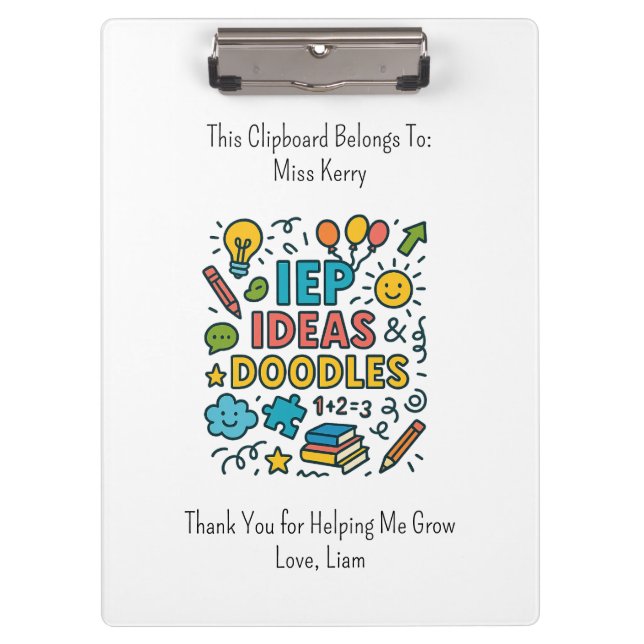 IEP Ideas, Doodles & Snacks | Inclusion Klemmbrett (Vorderseite)