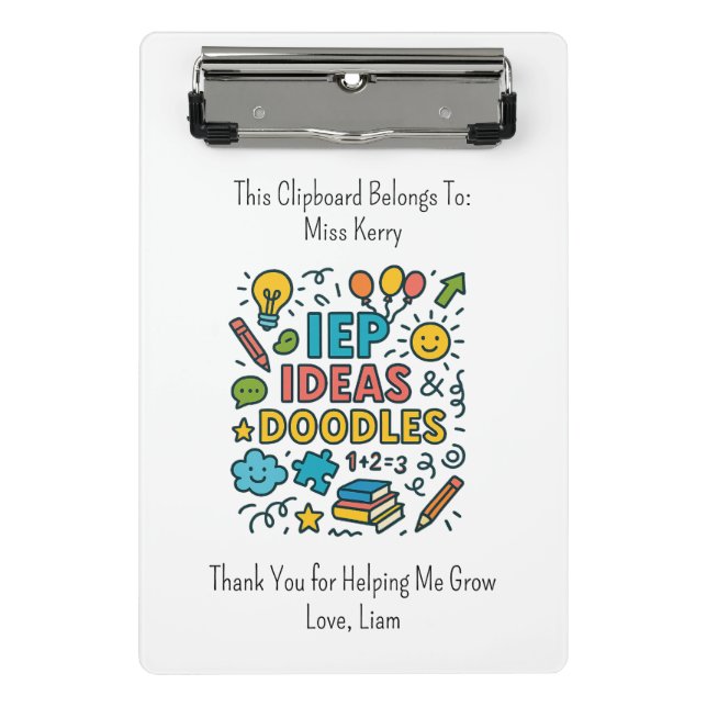 IEP Ideas, Doodles & Snacks | Inclusion Mini Klemmbrett (Vorderseite)