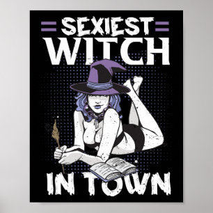 Iester Hexe im städtischen Halloween-Hexenkunst fü Poster