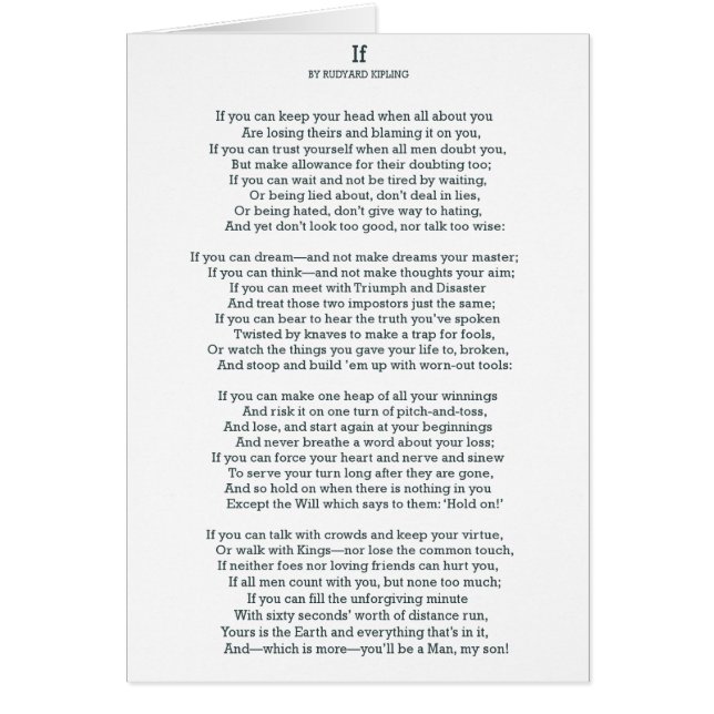 IF Gedicht von Rudyard Kipling (Vorne)