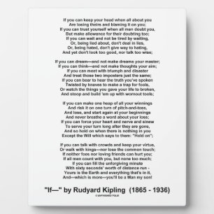 If- Gedicht von Rudyard Kipling (kein Kipling-Bild Fotoplatte
