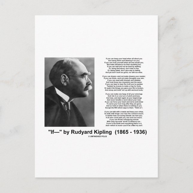 "If—" Gedicht von Rudyard Kipling Postkarte (Vorderseite)
