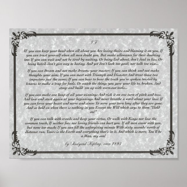 IF Inspirier Gedicht für junge Männer von Rudyard  Poster (Vorne)