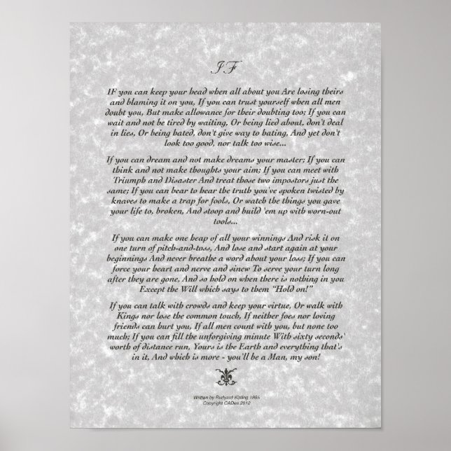 IF Inspirier Gedicht für junge Männer von Rudyard  Poster (Vorne)