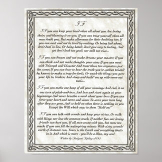 IF Inspirier Gedicht für junge Männer von Rudyard  Poster