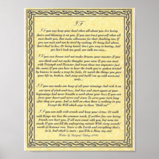 IF Inspirier Gedicht für junge Männer von Rudyard  Poster