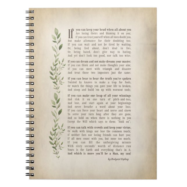 IF, Inspiriertes Gedicht von Rudyard Kipling Notizblock (Vorderseite)