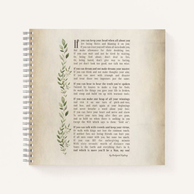 IF, Inspiriertes Gedicht von Rudyard Kipling Notizbuch (Vorderseite)